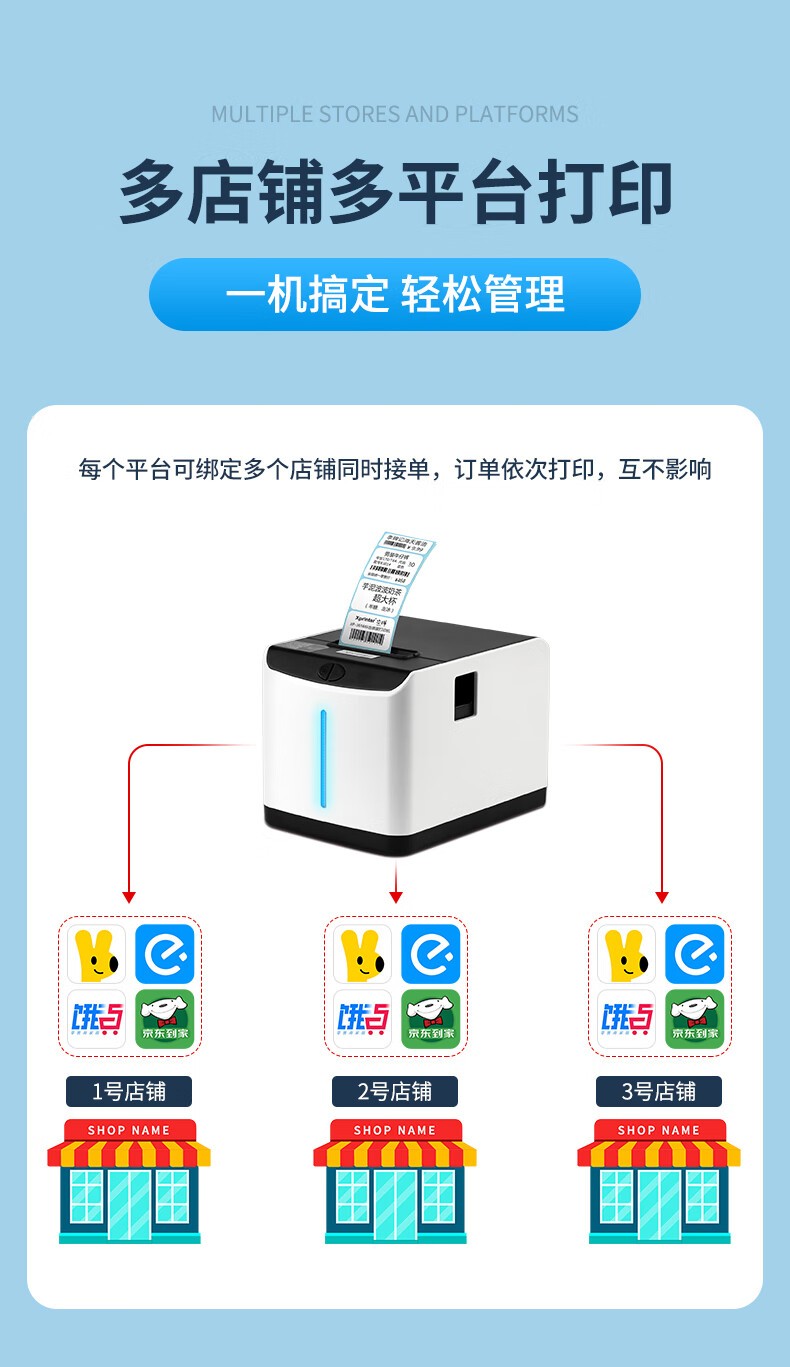 芯烨（XINYE）XP-T271U外卖全自动接单标签打印机 奶茶店热敏不干胶贴纸条码机 美团饿了么外卖无线wifi款