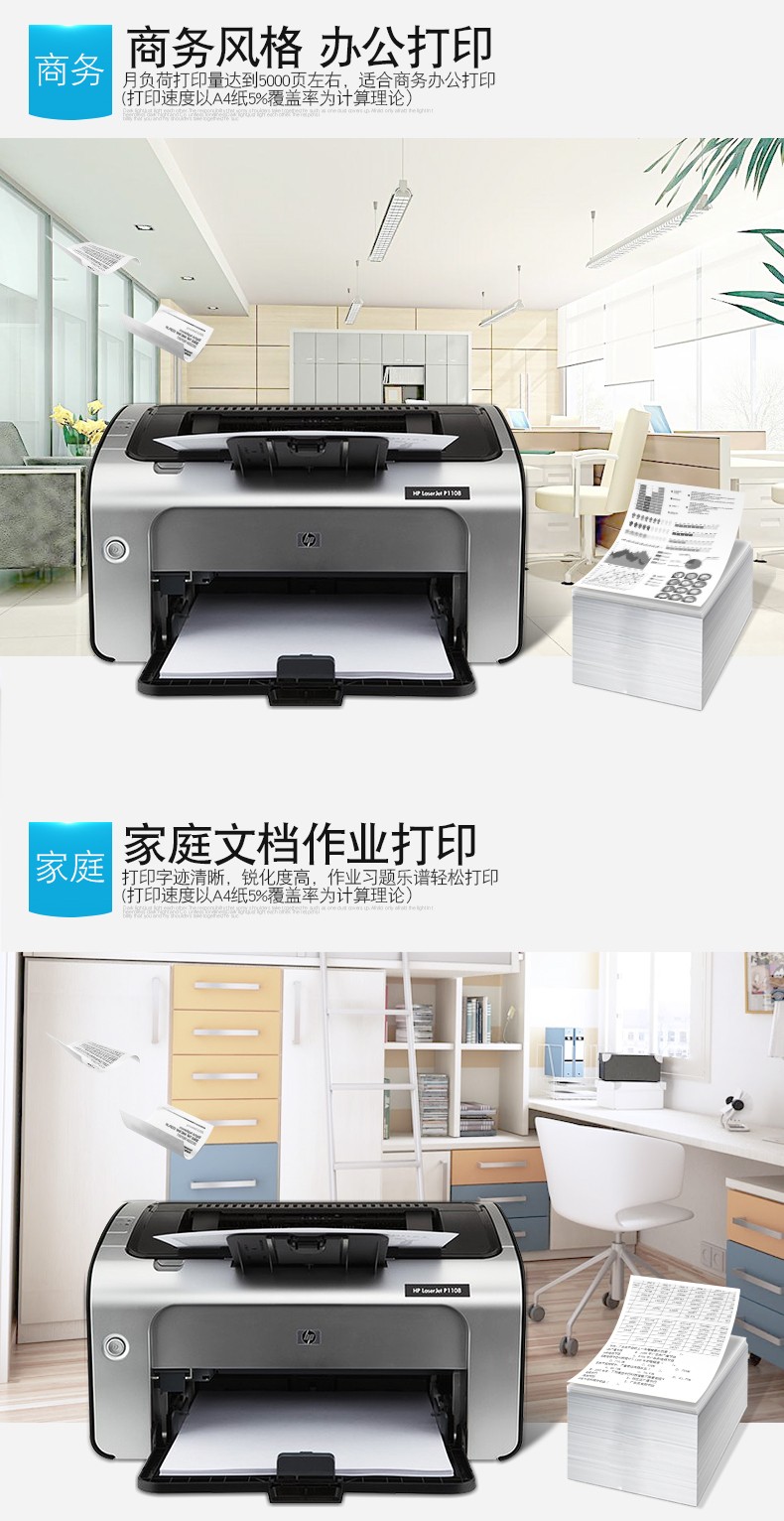 惠普 P1108黑白激光打印机 小型商用打印 A4页面打印 升级型号104a/104w 体验型号惠普（hp）P1106