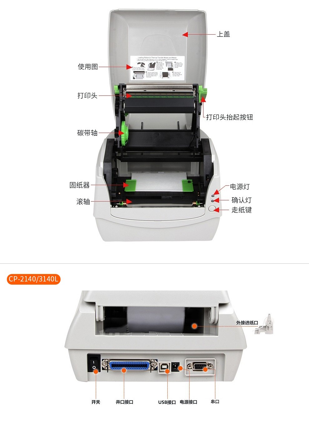 立象CP3140EX条码二维码标签打印机 不干胶合格证热转印超市价签洗水唛服装吊牌 CP-3140EX【300dpi USB】