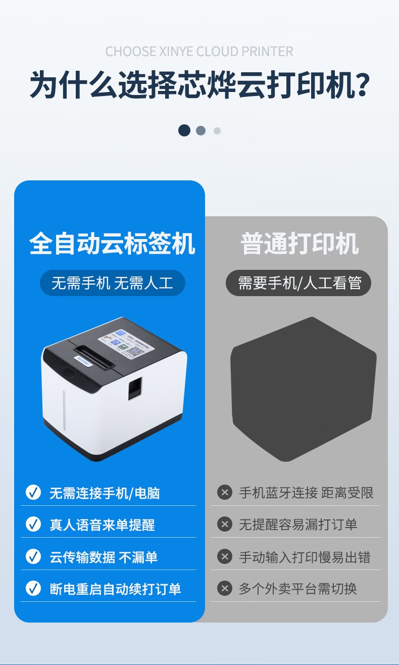 芯烨（XINYE）XP-T271U外卖全自动接单标签打印机 奶茶店热敏不干胶贴纸条码机 美团饿了么外卖无线wifi款