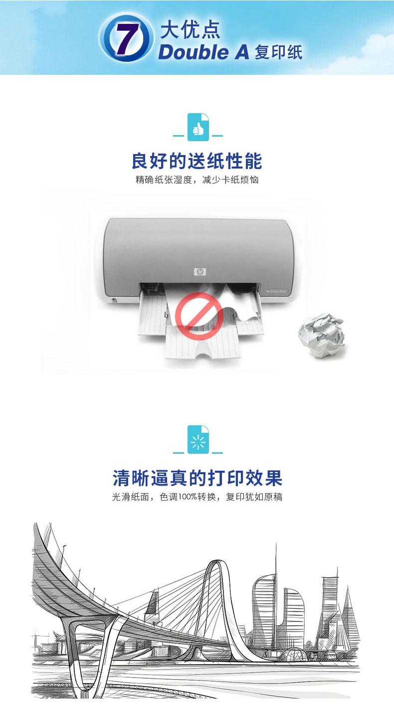 Double A 80g A3 复印纸 500张/包 5包/箱（2500张）达伯埃