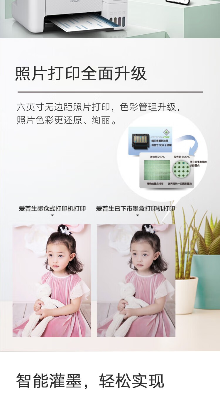 爱普生（EPSON）打印机L3256喷墨仓式彩色复印扫描无线多功能一体机家用小型作业文档合同非激光 【1年质保+2年延保】L3256 (白色大墨仓） 官方标配