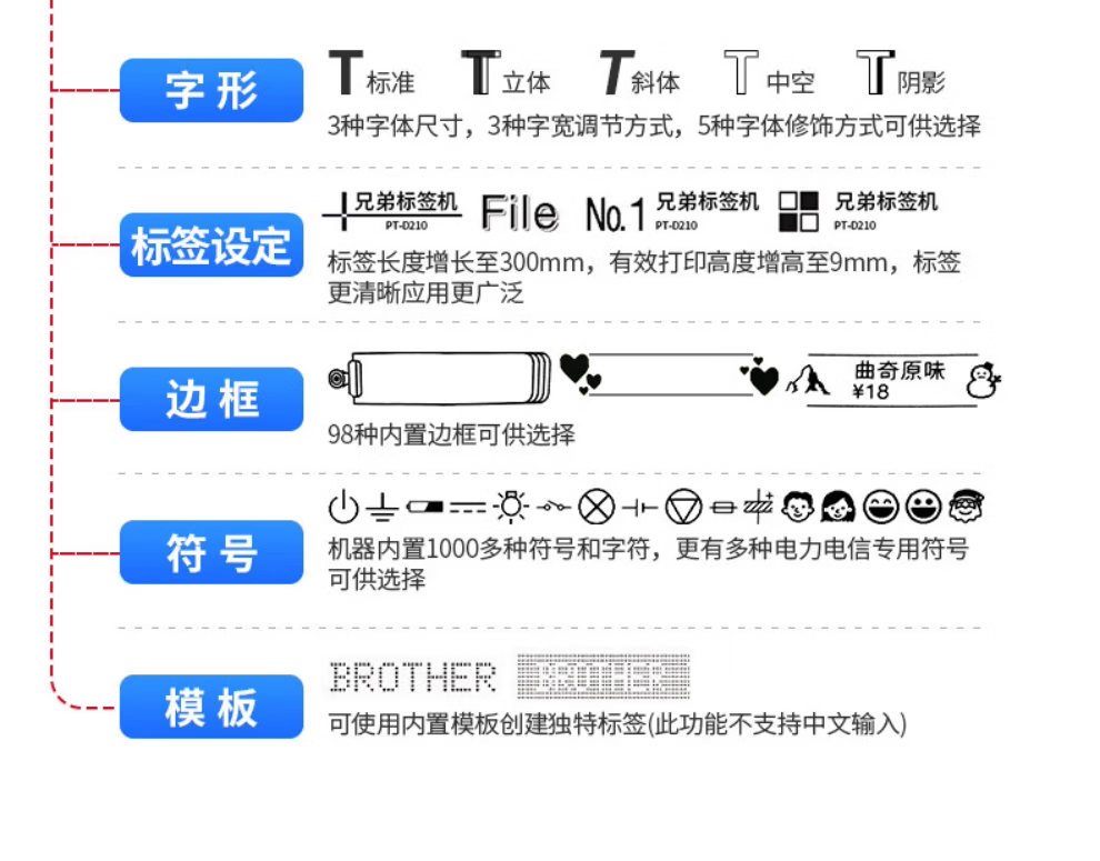 兄弟（brother） PT-D210标配 标签机不干胶通信电力网线线缆标签打印机便携式手持家用 打签机【附原装适配器】（随机附原装适配器）