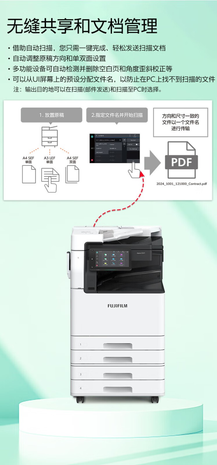 富士胶片 Apeos C5571 CPS 4Tray  A3彩色激光复合复印机 含输稿器+四纸盒 含安装售后 每分钟55页（FUJIFILM）