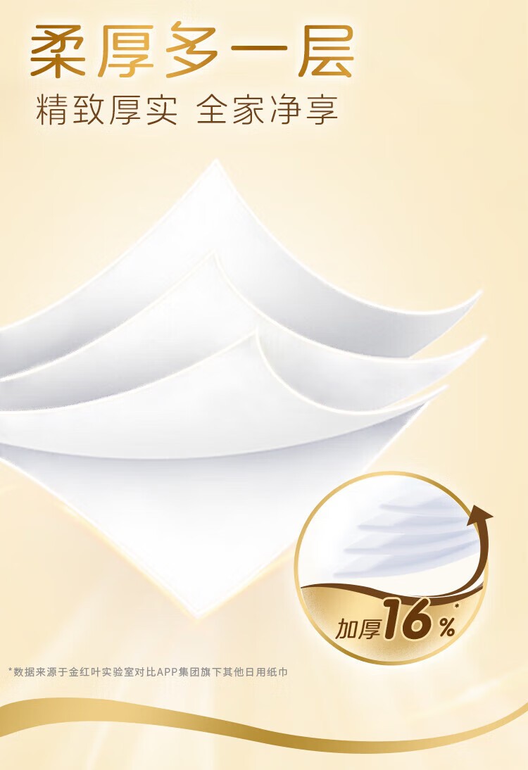 清风BR34MJ 清风M号抽纸 4层120抽*3包 金装原木纯品抽纸120抽4层面巾纸餐巾纸巾中幅M码 3包/提